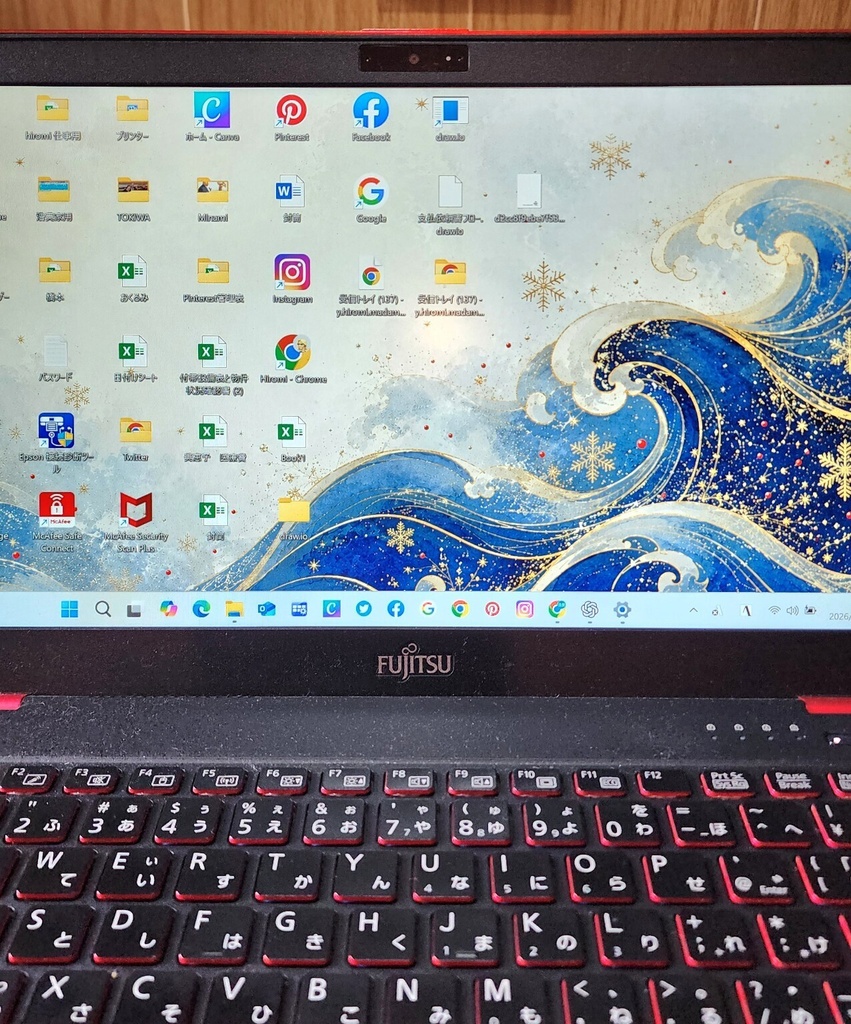 青波クリスマス壁紙セット|PC・スマホお揃い|金彩と雪華