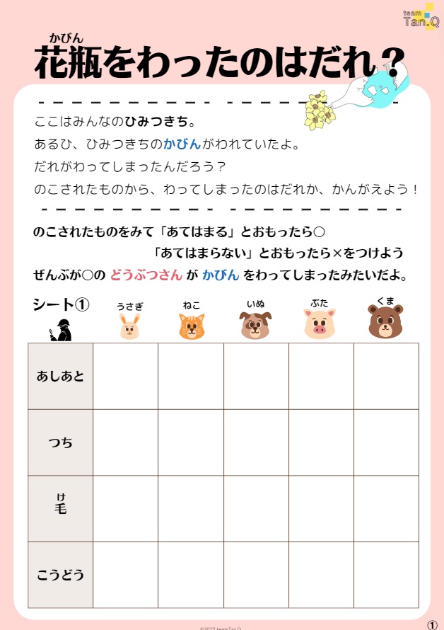 【情報精査力】花瓶を割ったのはだれ?(かんたん)