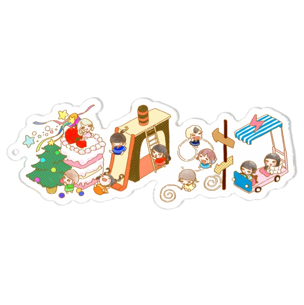 箱庭で遊ぶでんぱちゃんアクリルキーホルダー
