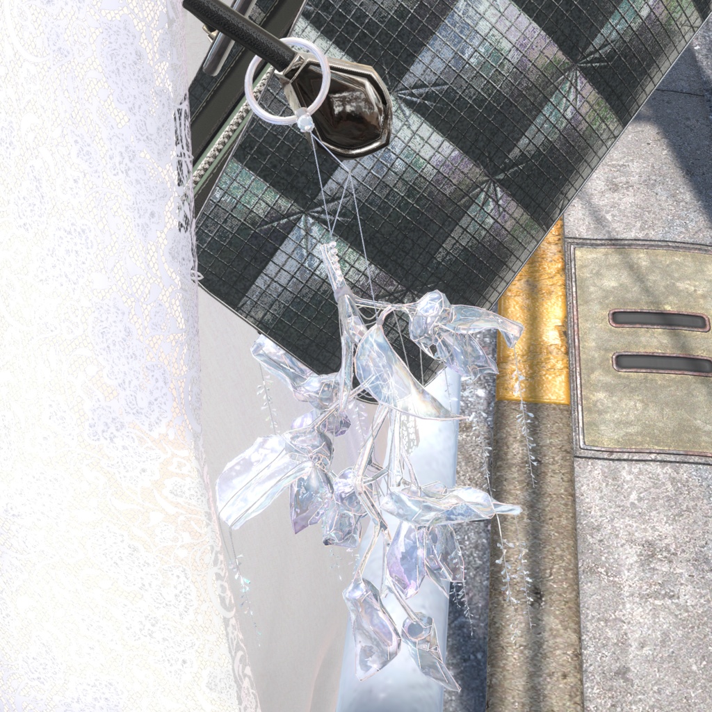 先行販売中【枝垂れ藤 / Shidare Fuji】デジタル美術品(イヤーカフ、指輪、杖、バッグチャーム)、VRChat対応