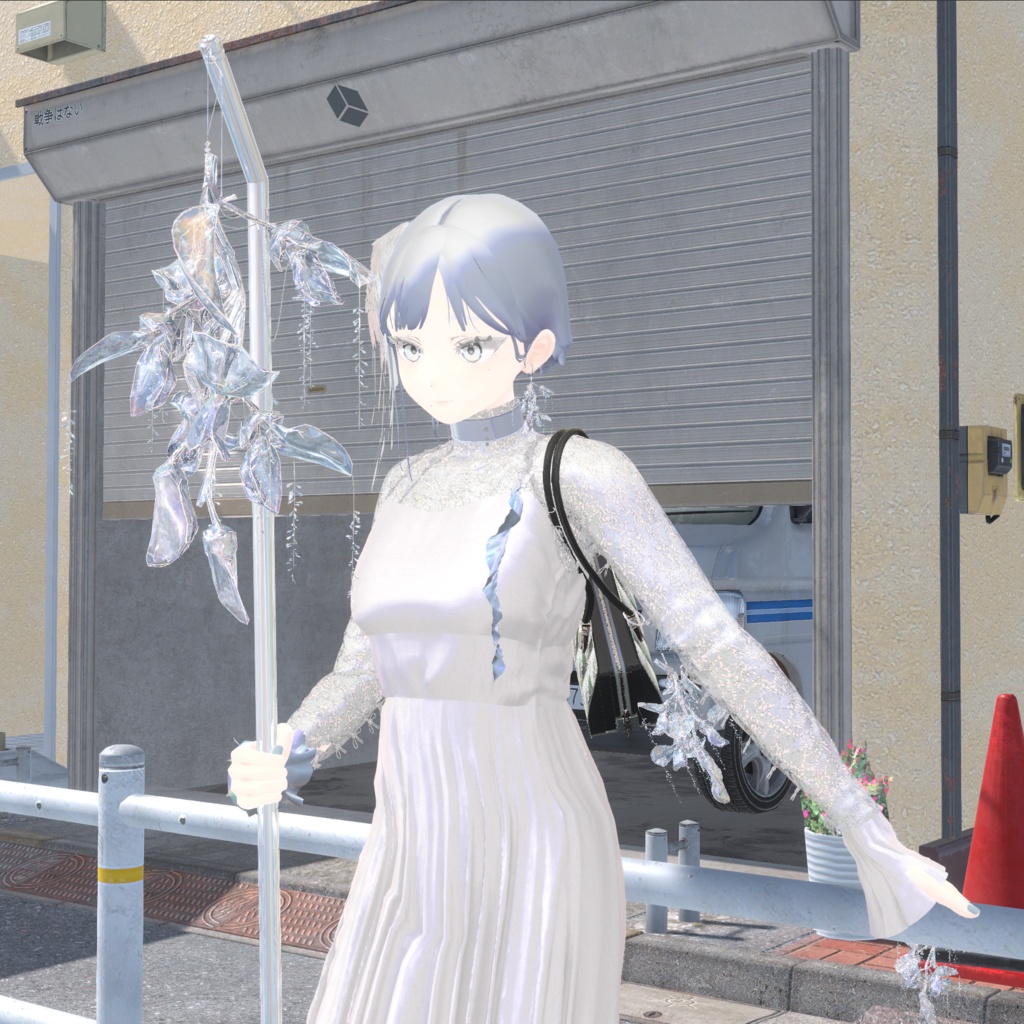 先行販売中【枝垂れ藤 / Shidare Fuji】デジタル美術品(イヤーカフ、指輪、杖、バッグチャーム)、VRChat対応