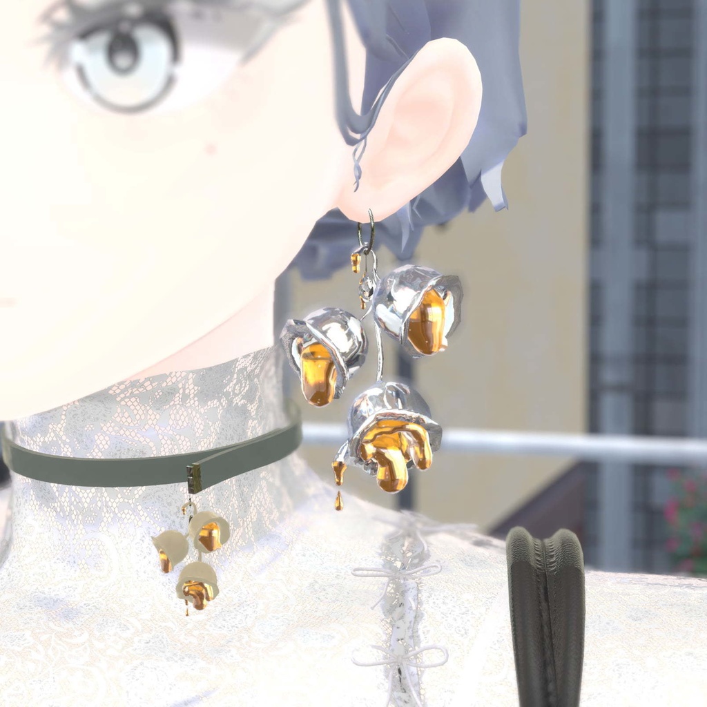 【新色追加】とろけるスズランのボンボン|イヤリング、ブローチ、ボンボン、チョーカー、ブレスレット、指輪、VRChat対応
