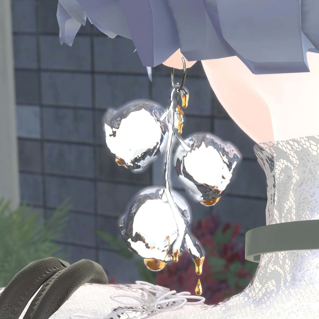 【新色追加】とろけるスズランのボンボン|イヤリング、ブローチ、ボンボン、チョーカー、ブレスレット、指輪、VRChat対応