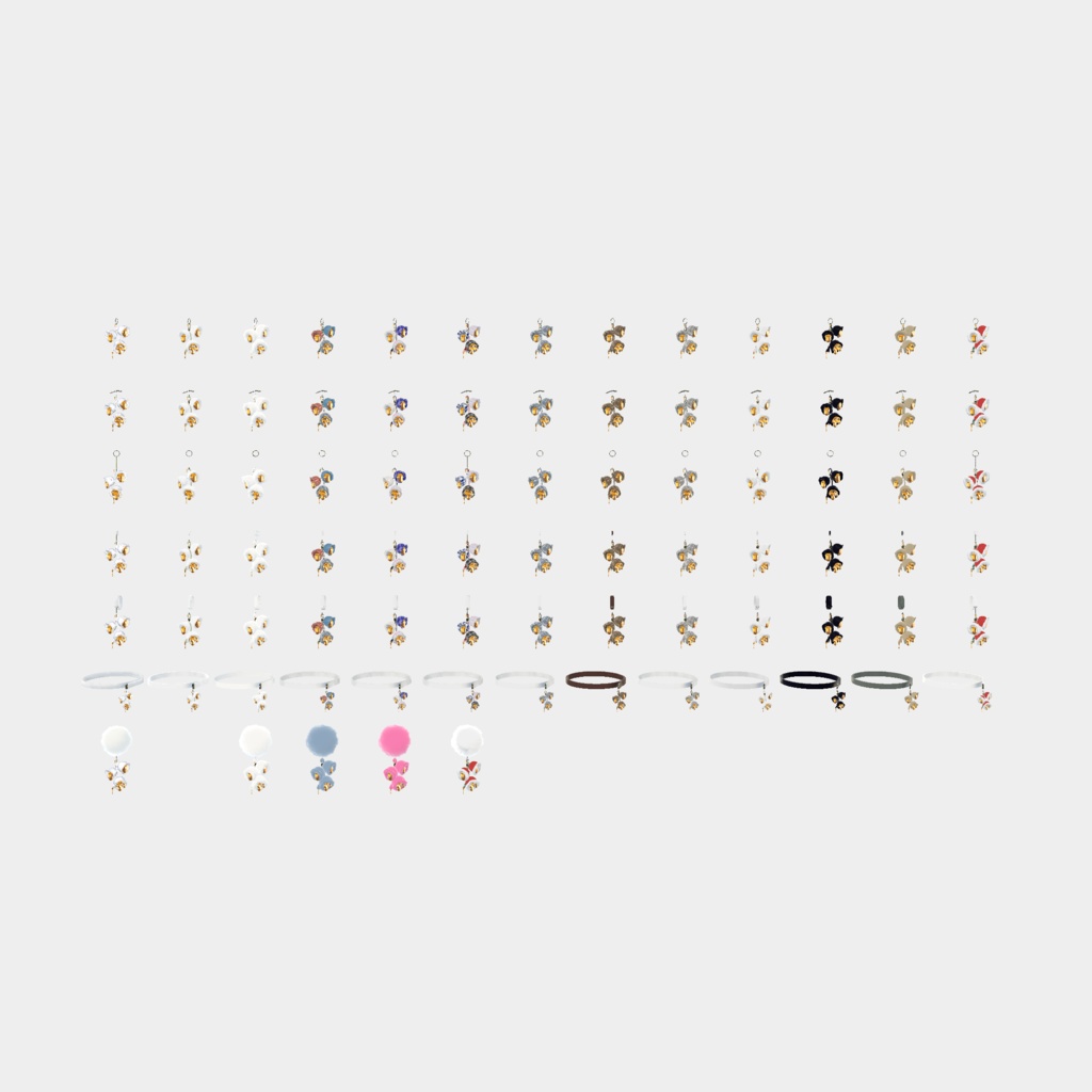 【新色追加】とろけるスズランのボンボン|イヤリング、ブローチ、ボンボン、チョーカー、ブレスレット、指輪、VRChat対応