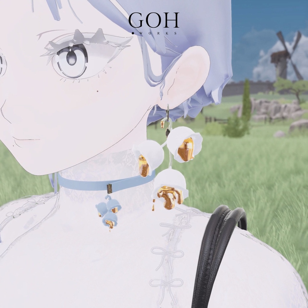 とろけるスズランのボンボン|イヤリング、ブローチ、ボンボン、チョーカー、ブレスレット、指輪、VRChat対応