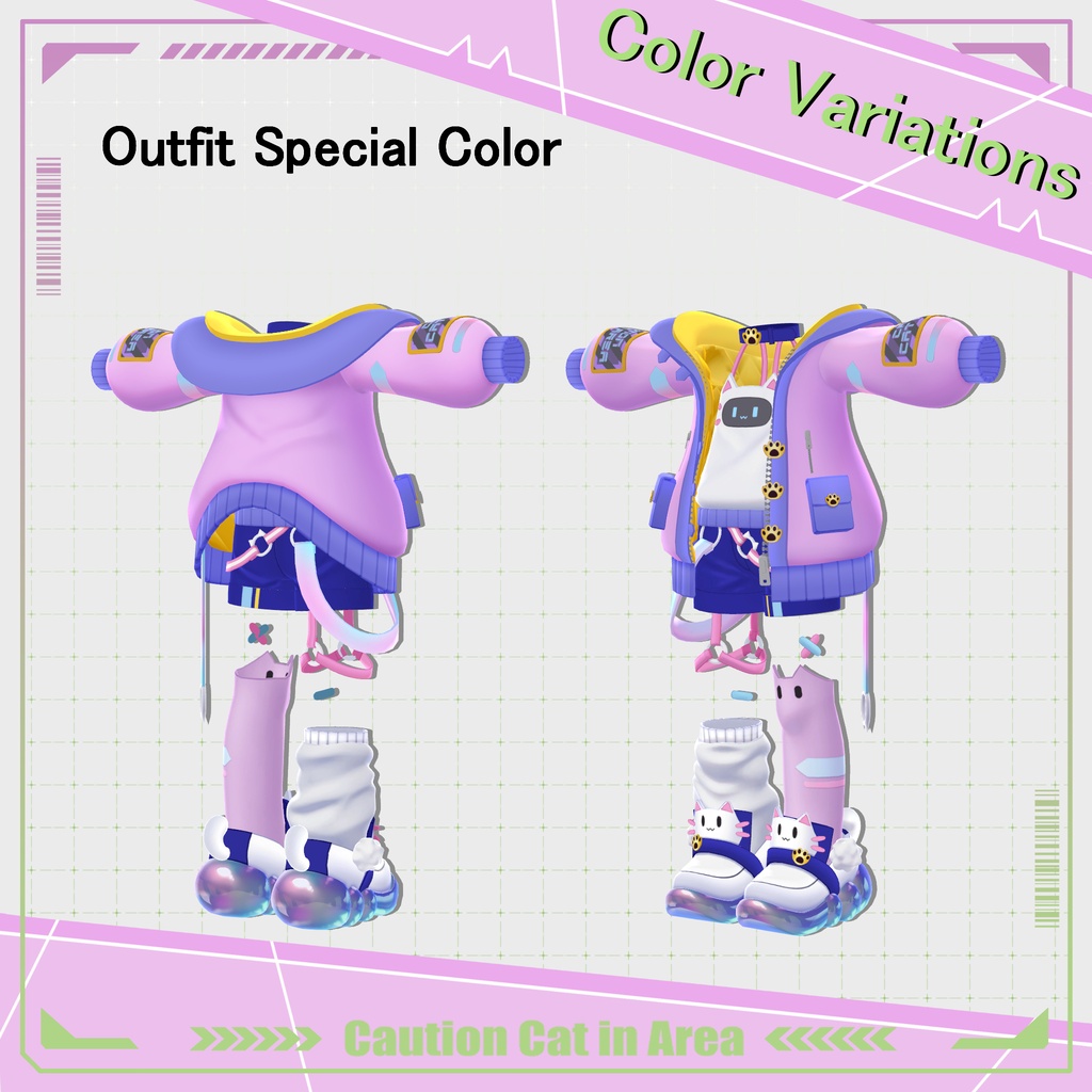 CattoTech | Outfit & Hair set | 【VRChat向け衣装・髪型】【複数アバター対応】