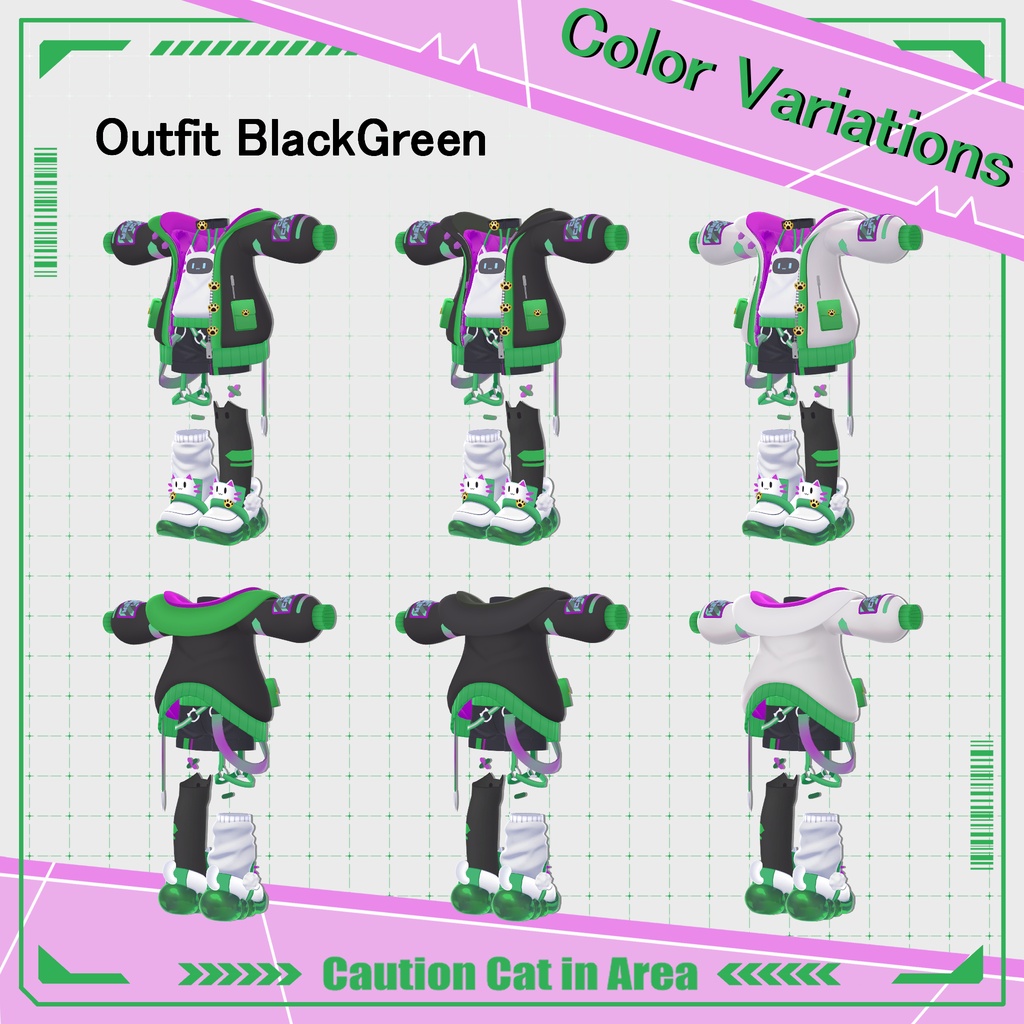 CattoTech | Outfit & Hair set | 【VRChat向け衣装・髪型】【複数アバター対応】