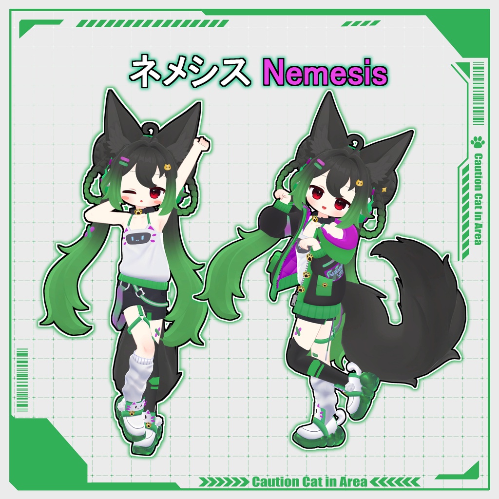 CattoTech | Outfit & Hair set | 【VRChat向け衣装・髪型】【複数アバター対応】