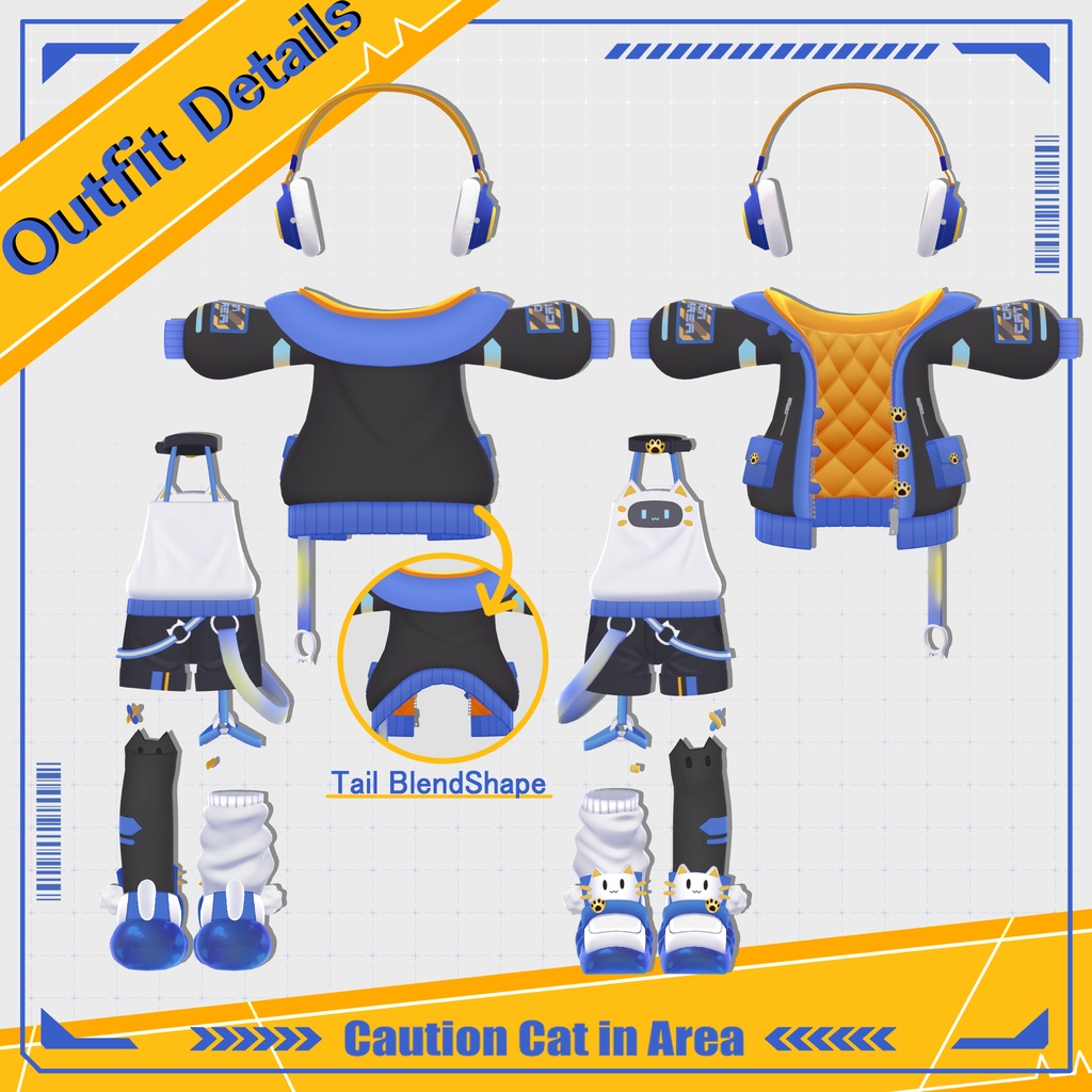 CattoTech | Outfit & Hair set | 【VRChat向け衣装・髪型】【複数アバター対応】