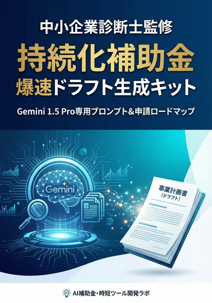【中小企業診断士監修】持続化補助金・爆速ドラフト生成キット｜Gemini 1.5 Pro専用プロンプト