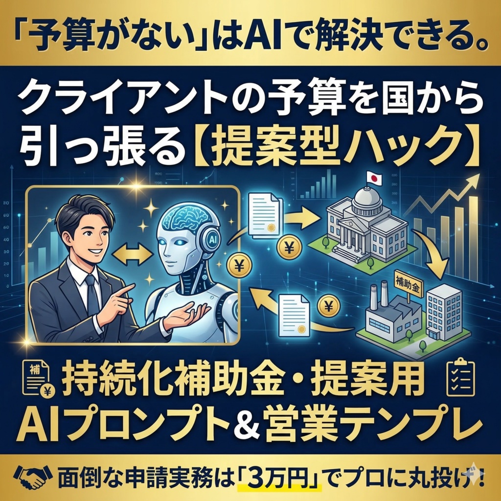 【フリーランス向け】「予算がない」を覆す！持続化補助金・提案用AIプロンプト＆丸投げ提携権（営業DMテンプレ付）
