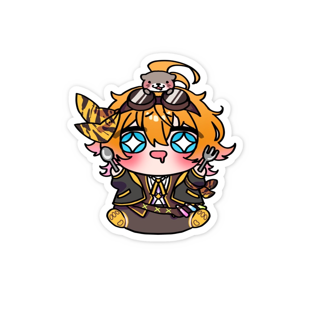 ミニ腹ペコとら スマホステッカー