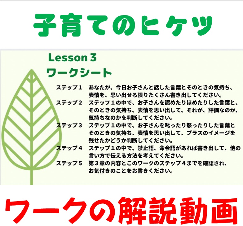 第３章 Lesson 3 「こうすれば夢をかなえられる！　親の姿勢と言葉がけ」のワーク