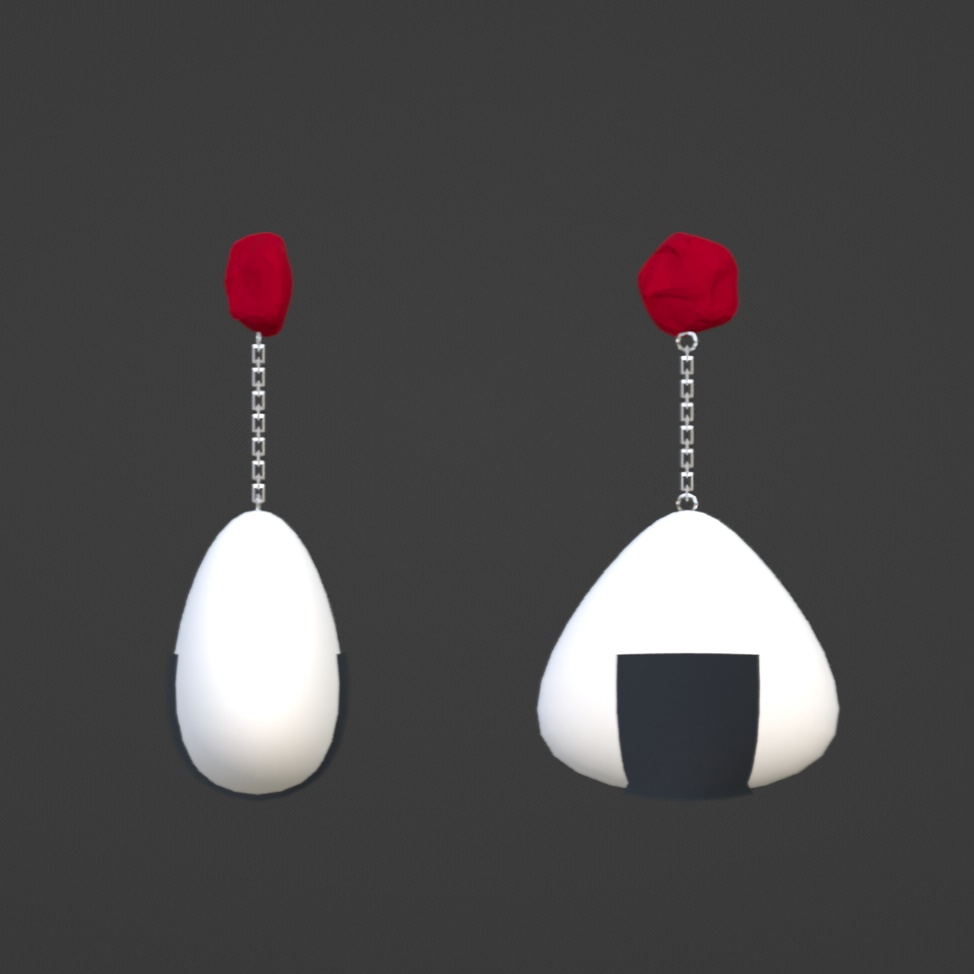 梅が飛び出たおにぎりピアス(VRChat想定)