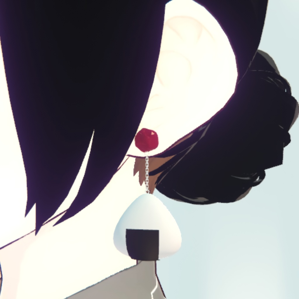 梅が飛び出たおにぎりピアス(VRChat想定)