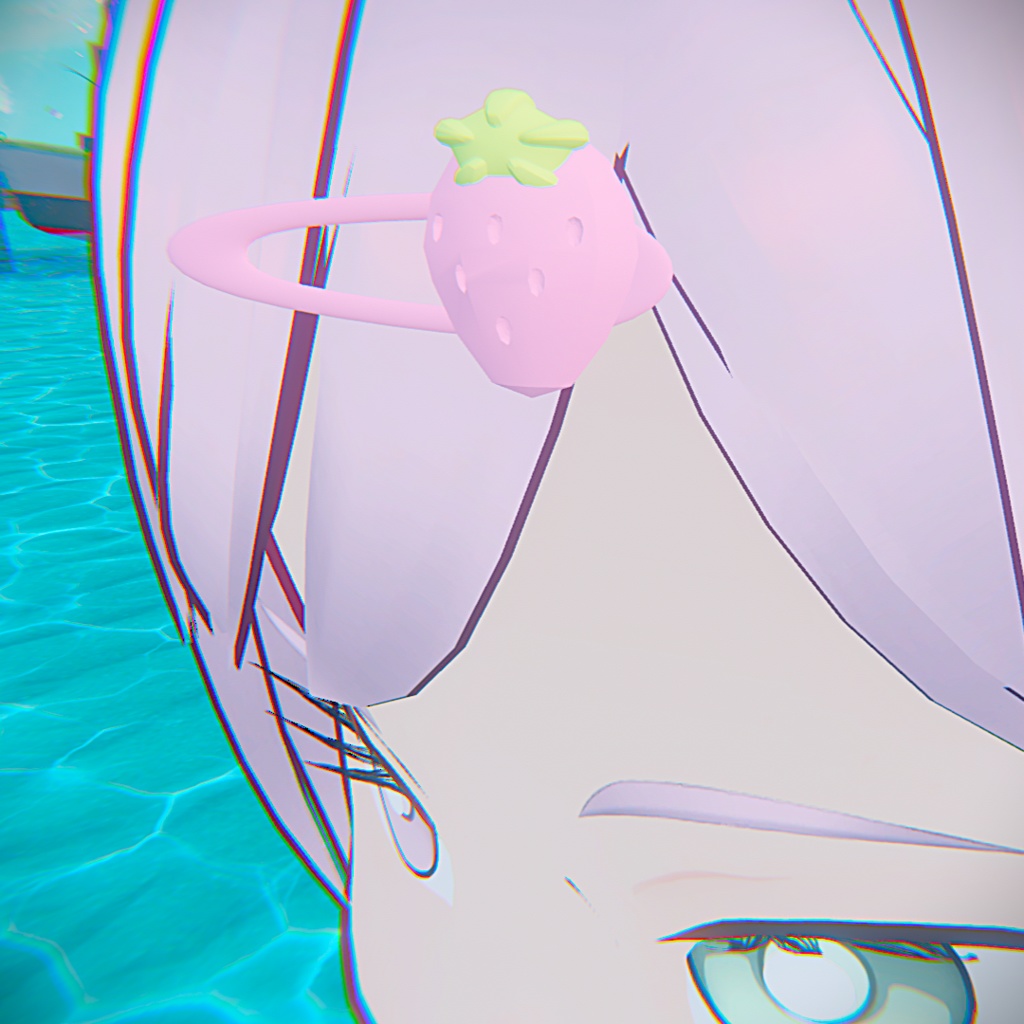 プラスチックのいちごヘアピン(VRChat想定)