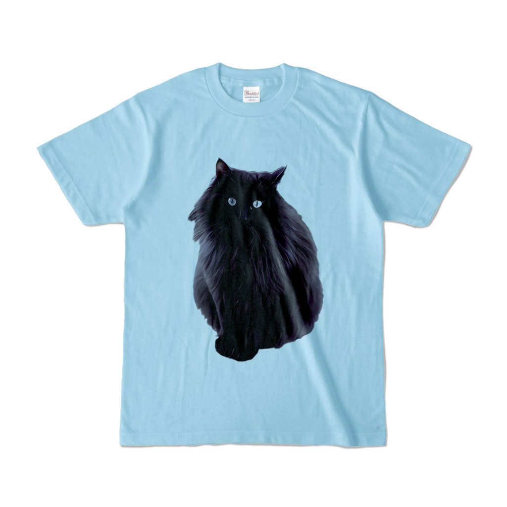 黒猫”みみ”ちゃんのＴシャツ（ライトブルー）