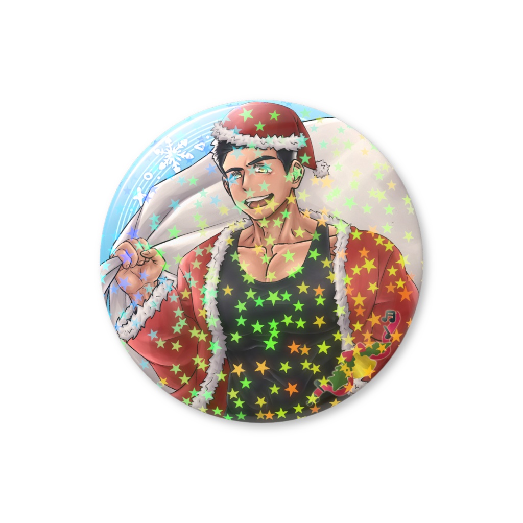 福月とらま　サンタクロースver 　缶バッジ　56mm