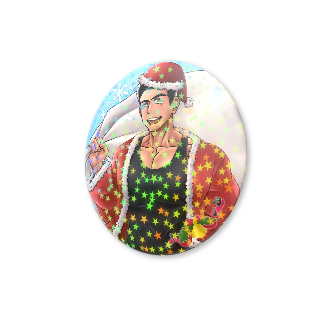 福月とらま サンタクロースver 缶バッジ 56mm
