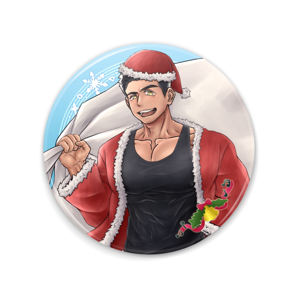 福月とらま　サンタクロースver 　缶ミラー　75mm