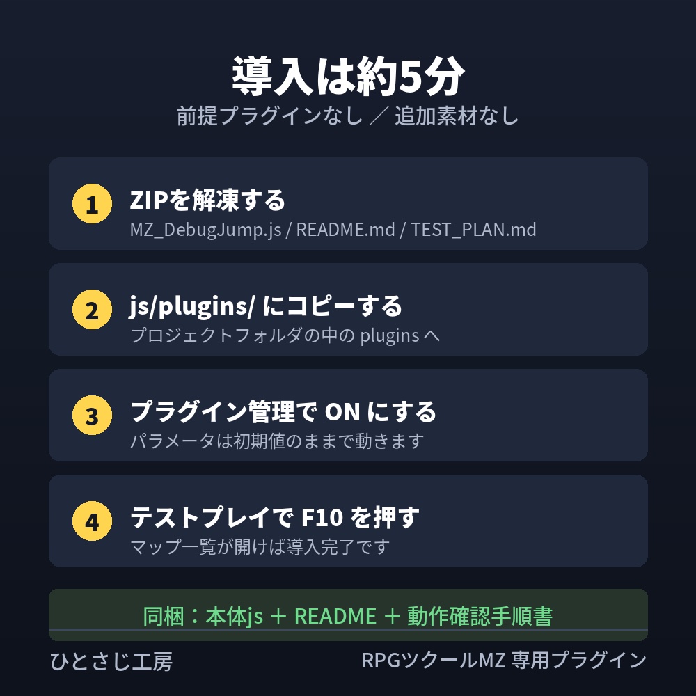 【RPGツクールMZ】デバッグ用マップ即移動プラグイン|F10で全マップへ一瞬で