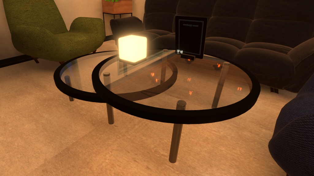 まるいガラスのつくえ  ぷかぷかランプ付き