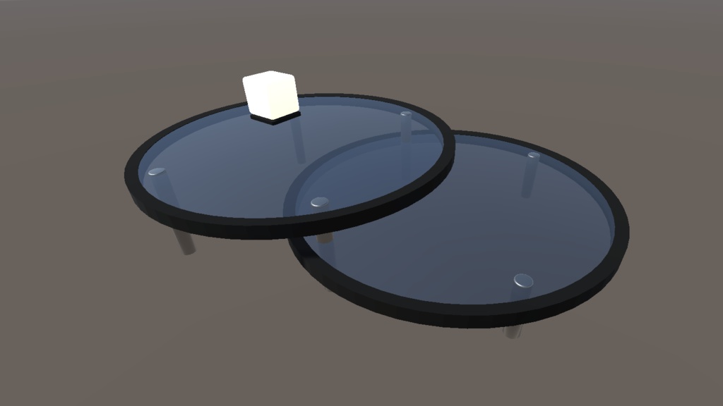 まるいガラスのつくえ  ぷかぷかランプ付き