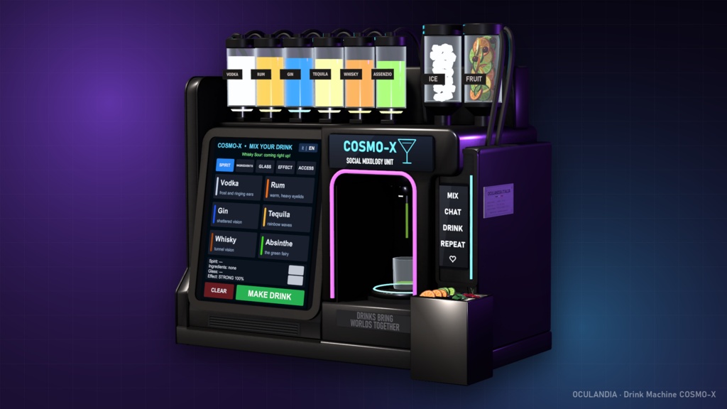 【VRChat想定】カクテルマシン ドリンクマシン Drink Machine COSMO-X ワールドギミック【Udon/PC・Quest対応】