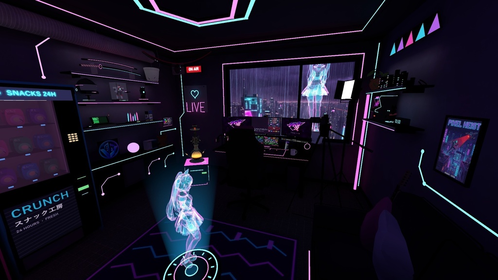 【VRChat想定】VRtuber CyberPunk ─ VTuber配信ルーム ワールド(PC/Quest対応・OBS配信・ProTV)