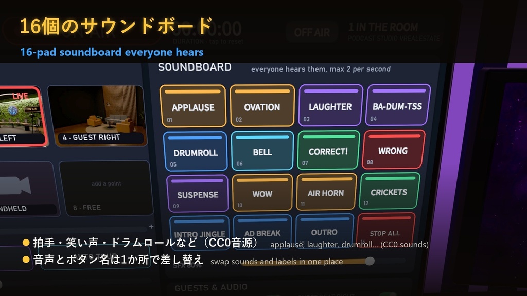 【VRChat想定】Podcast Studio ─ ポッドキャスト・トークショー ワールド(PC/Quest対応・OBS配信・ON AIR・日本語対応)