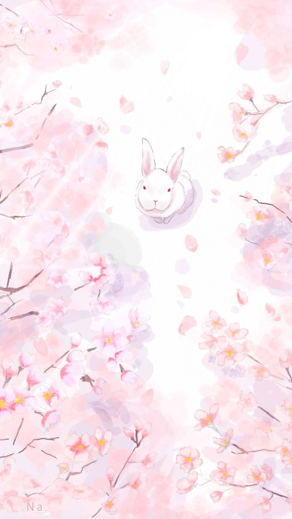 桜待つうさぎ　壁紙