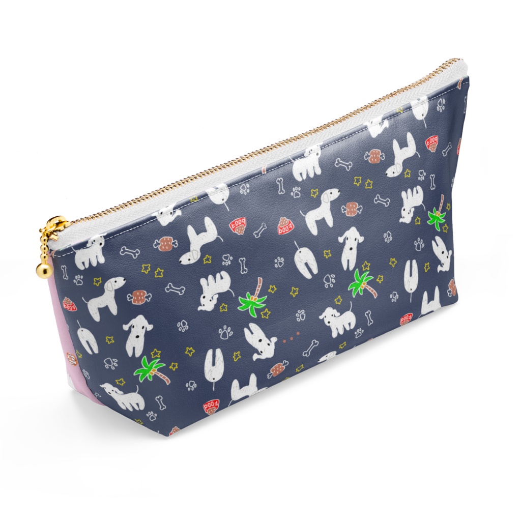 ベドリントンテリア柄のバイカラーポーチ