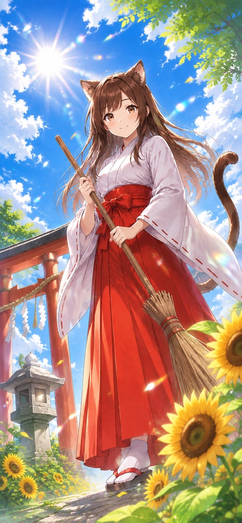 夏の巫女さん｜スマートフォン壁紙【無料】