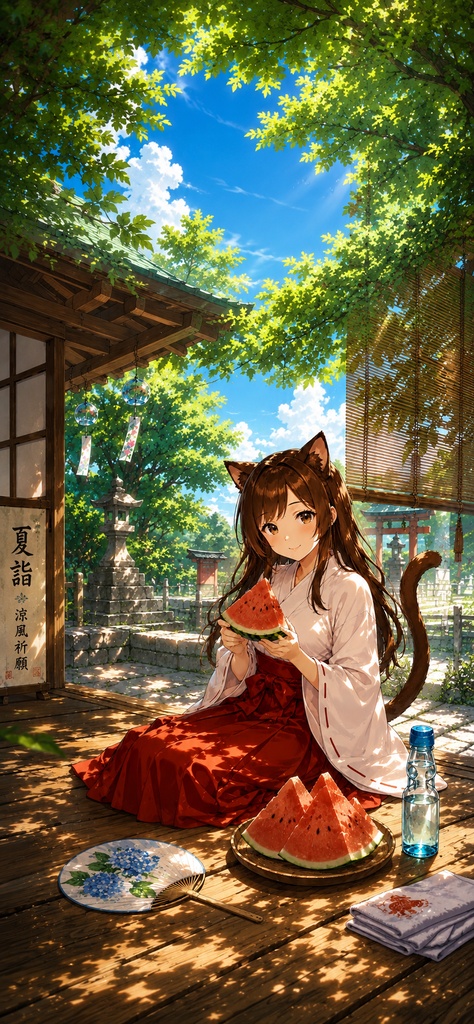 夏詣、縁側でひとやすみ。｜実夕 夏イラスト