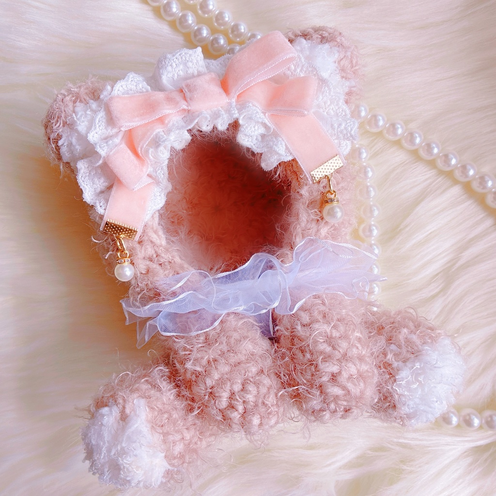 リボンとフリルのくまのおすわりぬい服🧸(11〜13cm対応)