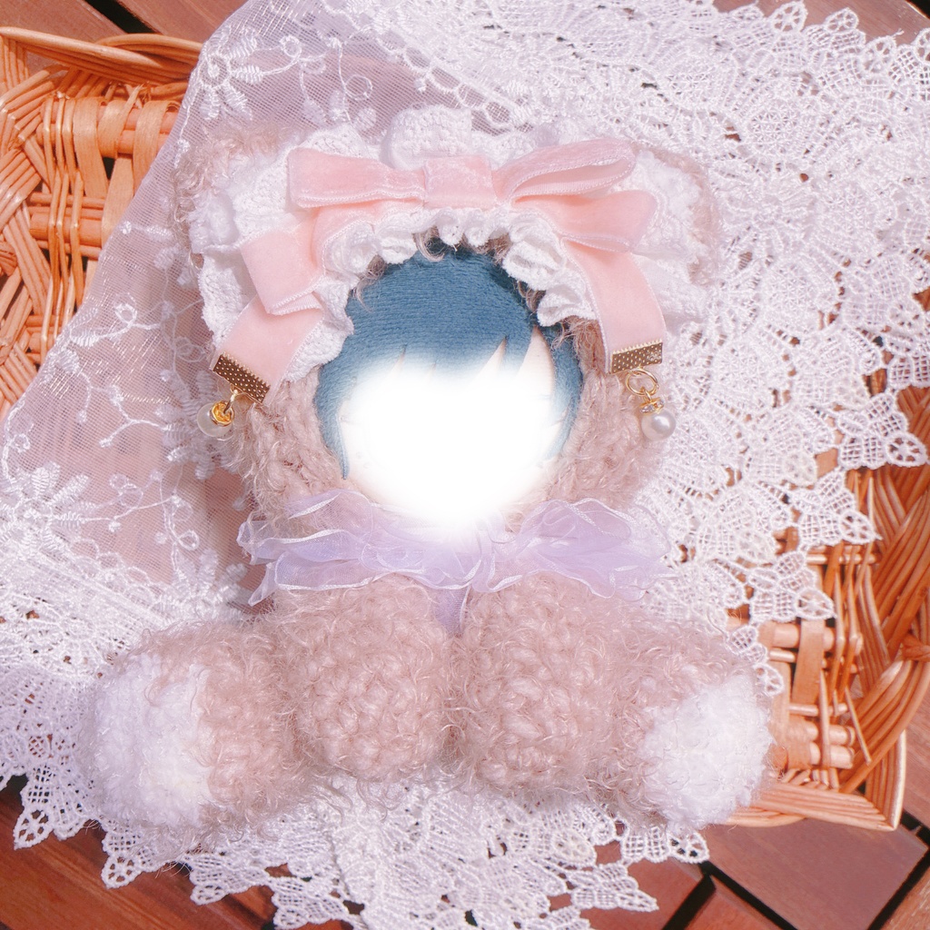 リボンとフリルのくまのおすわりぬい服🧸(11〜13cm対応)