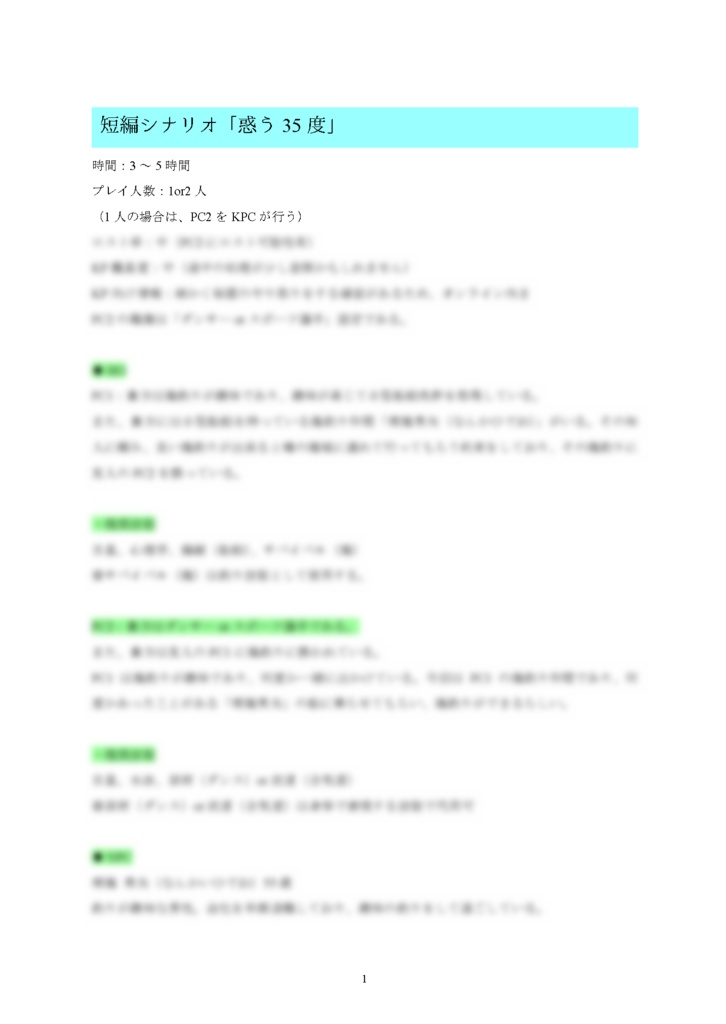 COC短編シナリオ「惑う35度」
