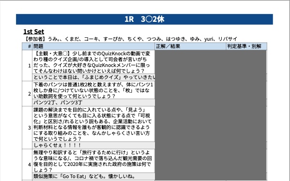 ふまじめクイズ2 記録集