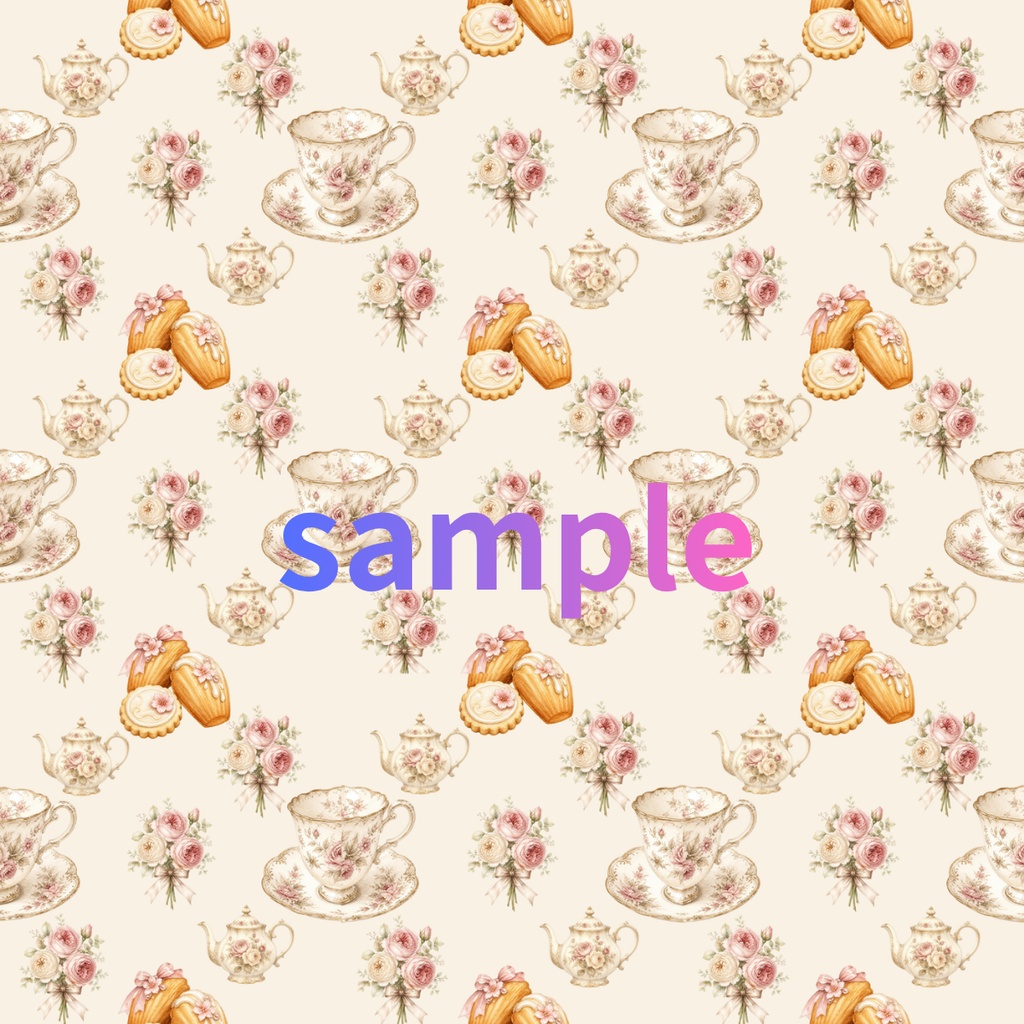 Rose Garden Afternoon |アフタヌーンティー 水彩シームレスデジタルペーパー