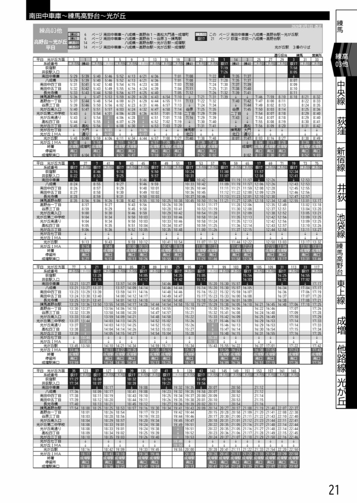 西武バス時刻表 都区内編 2020年版