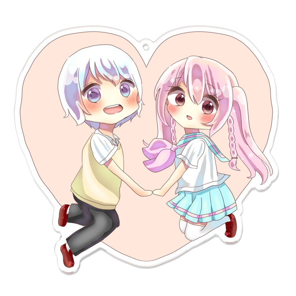 つばきゅんとのんちゃんのハートキーホルダー