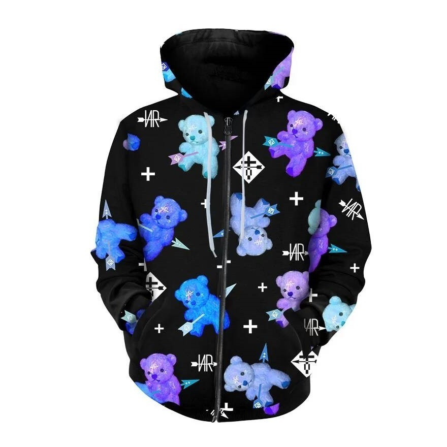 big BLUE テディベア zip parka /BLACK/５XL