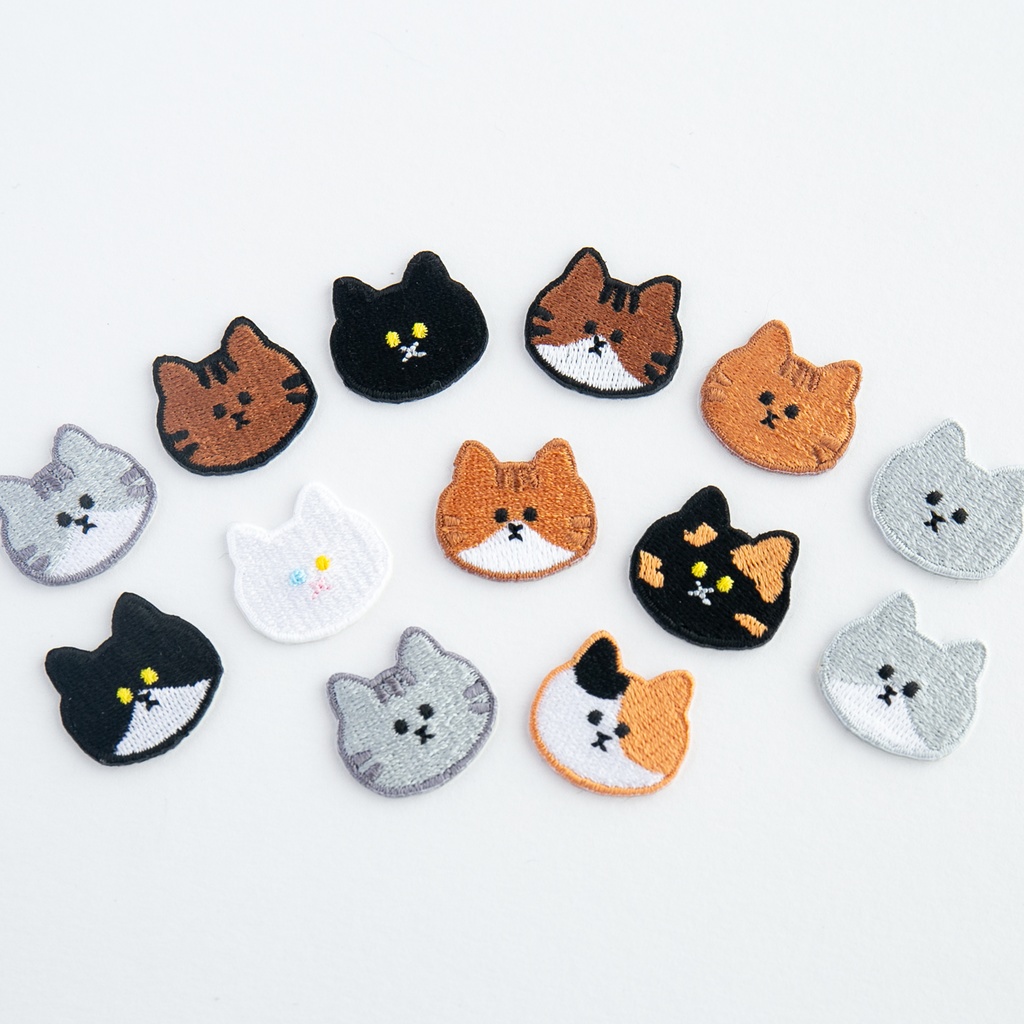ワッペン 刺繍 【 猫 】 シール アイロン 両用