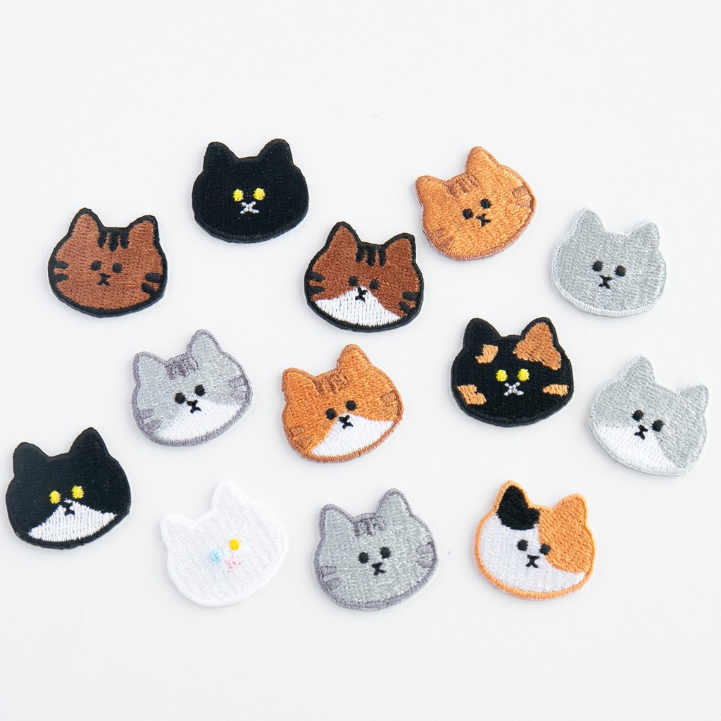 ワッペン 刺繍 【 猫 】 シール アイロン 両用