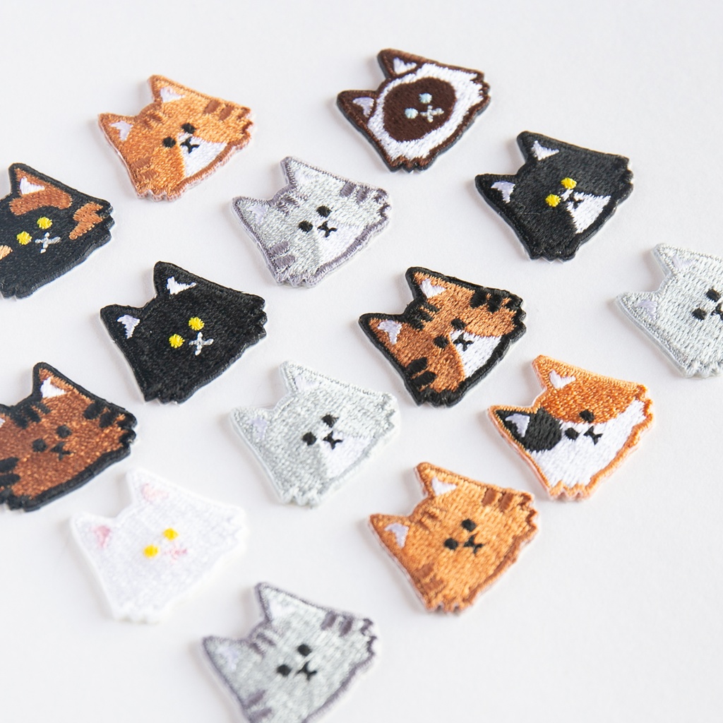 刺繍 ワッペン 【 長毛 猫 】 うちの子 猫 シール アイロン ペット 茶白 黒猫 うちの子グッズ 猫の日