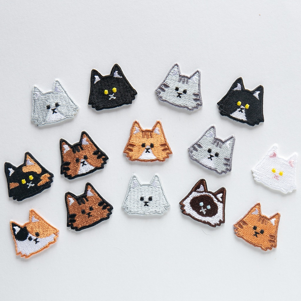 刺繍 ワッペン 【 長毛 猫 】 うちの子 猫 シール アイロン ペット 茶白 黒猫 うちの子グッズ 猫の日