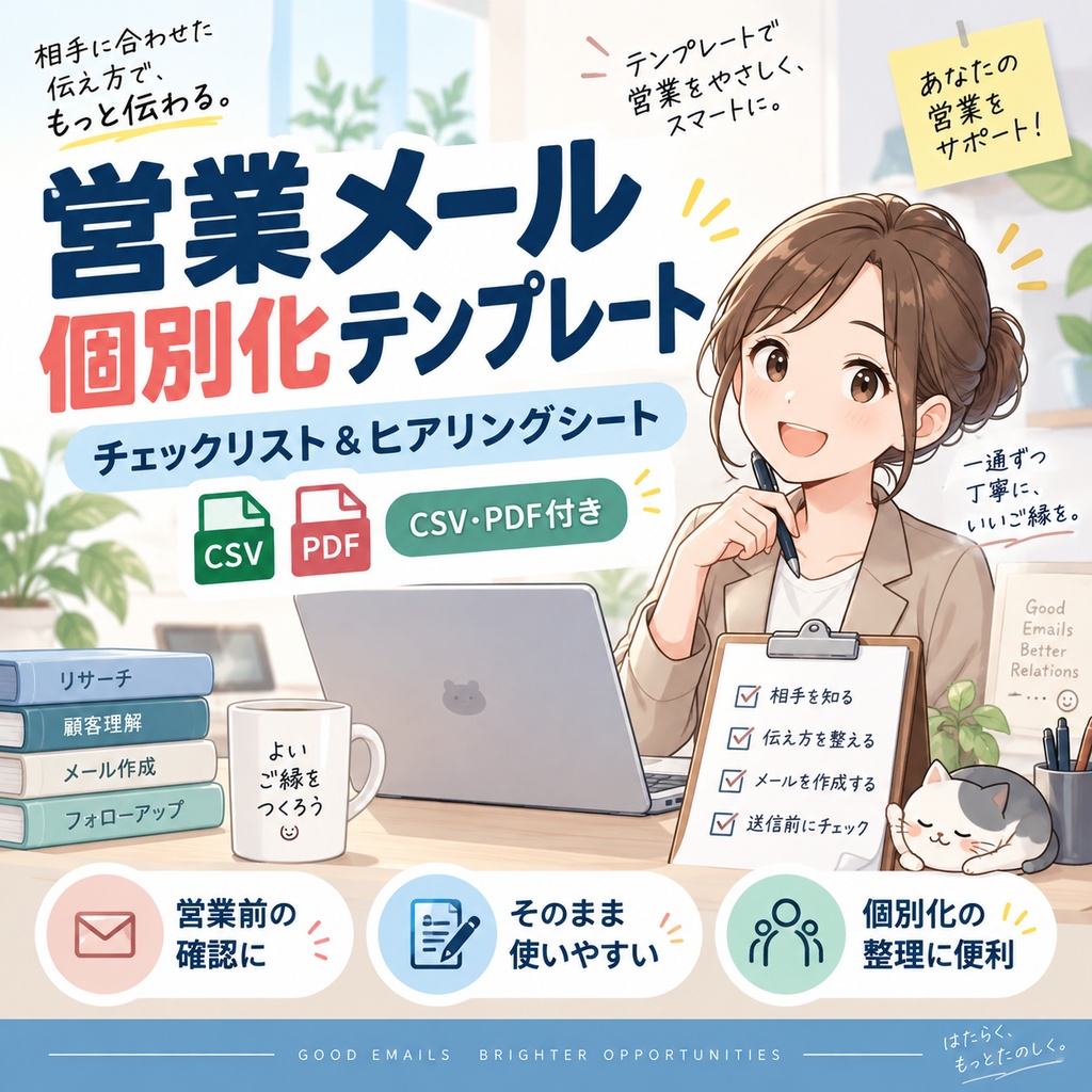 営業メール個別化テンプレート|チェックリスト&ヒアリングシート【CSV・PDF付き】