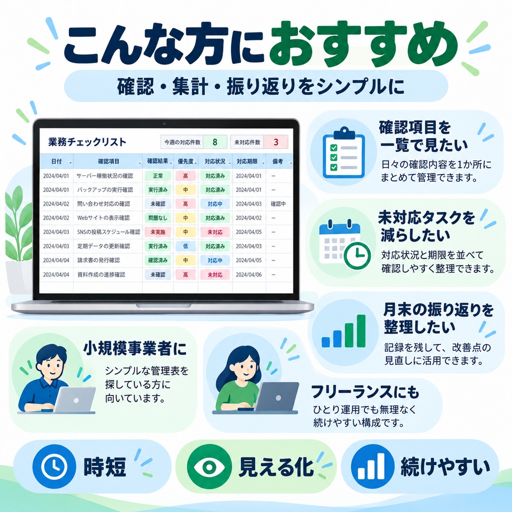 スプレッドシート 運用監視・業務チェックテンプレート