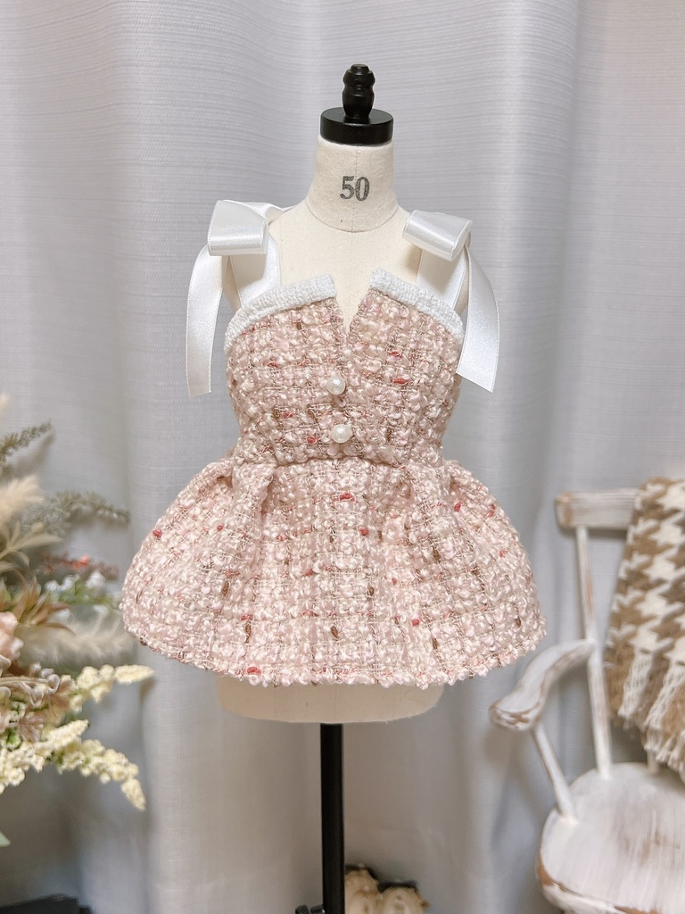 DD ツイードペプラムビスチェ ピンク