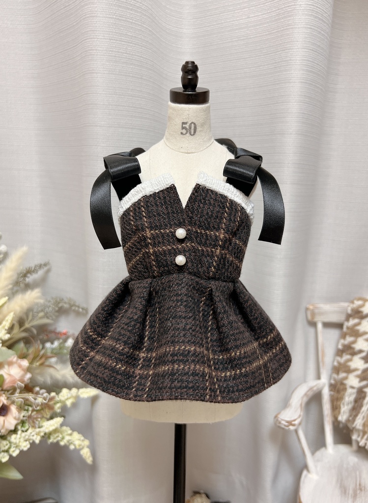 DD ツイードペプラムビスチェ ダークブラウン